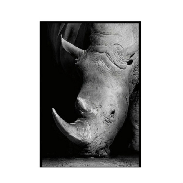 Simple Black and White Animal Decoration Painting Study Living Room Sofa Background Wall Painting Without Frame, Size:21X30cm(Rhinoceros)