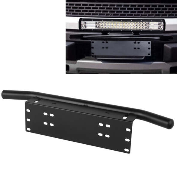 Universal License Plate Bumper Frame for Off-Road Jeep LED Work Light Bar Mounting Bracket with Front Bucket(Black)