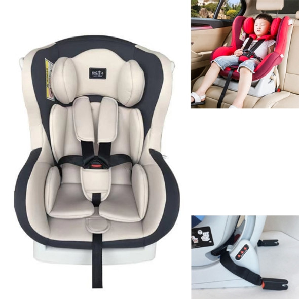Car Forward and Reverse Installation Children Safety Sit and Lie Down Seat ISOFIX Soft Interface (Beige)