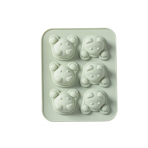 4 PCS Cartoon 6 Grid Kittens Silicone Ice Cube Chocolate Cake Mold Complementary Food Baking Mold(Green)