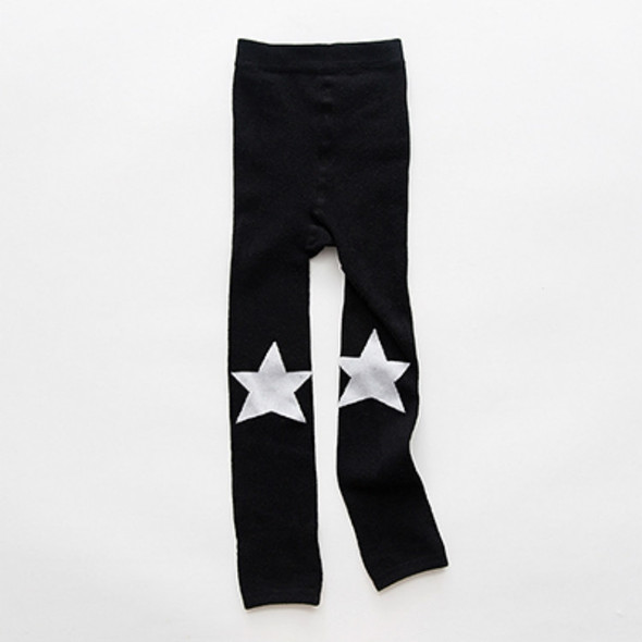Combed Cotton Children Leggings Knee Mouth Love Stars Children Tights Pantyhose, Size:105cm(Black Stars)