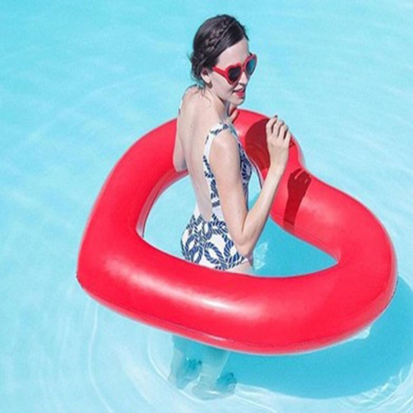 Love Heart Shaped Inflatable Floating Swimming Safety Pool Ring, Inflated Size: 120cm x 100cm (Red)