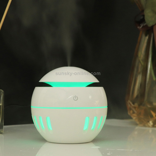 Wood Grain USB Hollowed-out Humidifier Seven Color Aromatherapy Lamp Automatic Alcohol Sprayer with Remote Control(White-1)