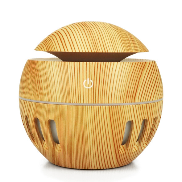 Wood Grain USB Hollowed-out Humidifier Seven Color Aromatherapy Lamp Automatic Alcohol Sprayer with Remote Control(Light Brown-3)