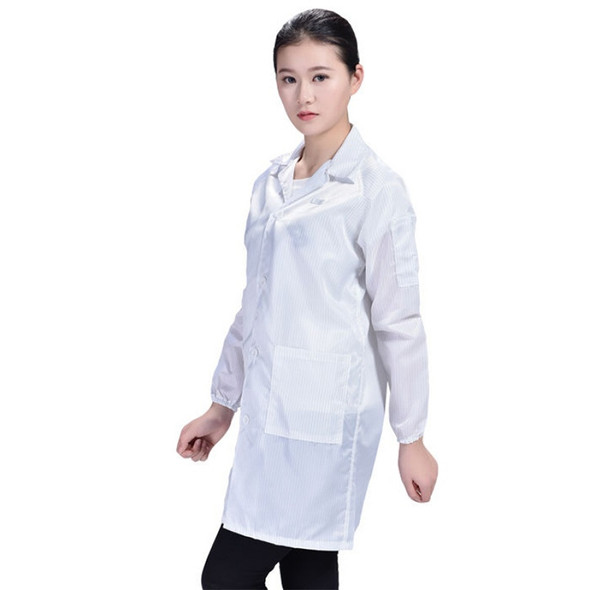 Electronic Factory Anti Static Blue Dust-free Clothing Stripe Dust-proof Clothing, Size:XXXL(White)