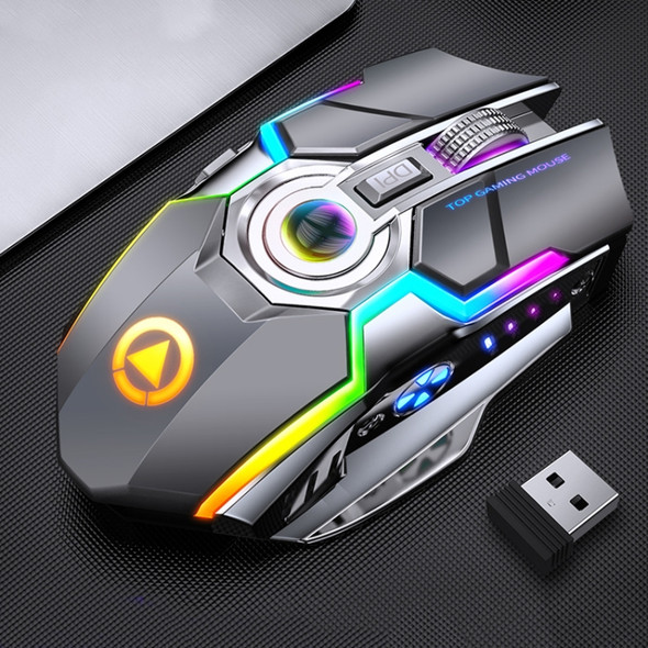 YINDIAO A5 2.4GHz 1600DPI 3-modes Adjustable Rechargeable RGB Light Wireless Silent Gaming Mouse (Grey)