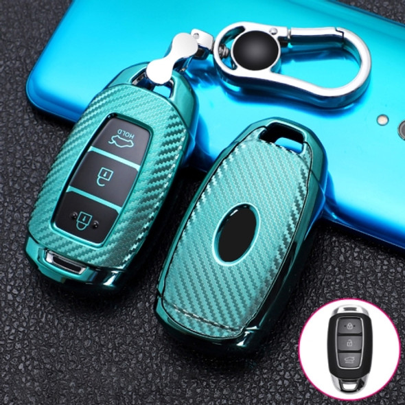 For Hyundai IX35 Smart 3-button Car TPU Key Protective Cover Key Case with Key Ring (Green)