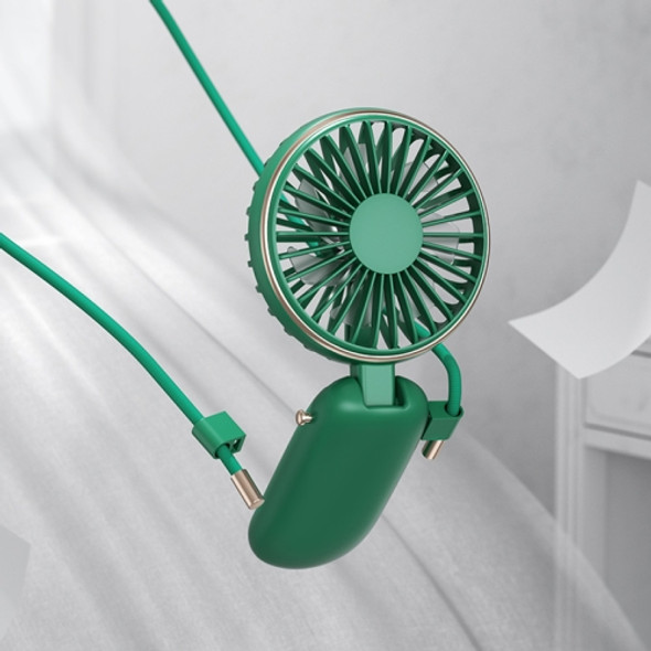 Benks F16 Portable Adjustable USB Hanging Neck Type Electric Fan (Green)