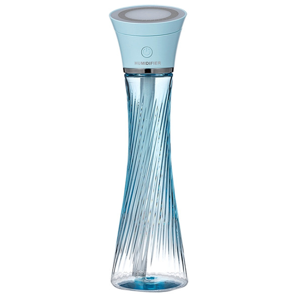 USB Car Transparent Magic Tower Small Waist Humidifier with Vanity Mirror & LED Light, Capacity: 250mL(Blue)