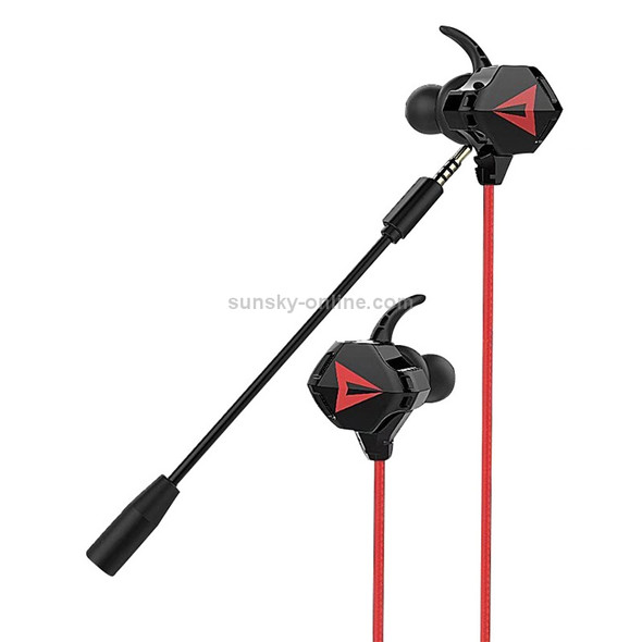 G5 1.2m Wired In Ear 3.5mm Interface Stereo Wire-Controlled HIFI Earphones Video Game Mobile Game Headset With Mic (Black Red)