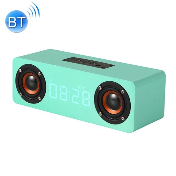 M5C Subwoofer Wooden Clock Bluetooth 4.2 Speaker, Support TF Card & 3.5mm AUX & FM Radio(Sky Blue)