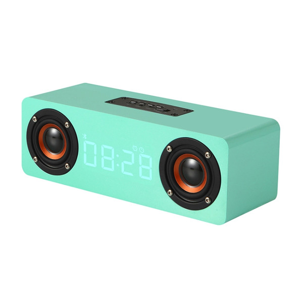 M5C Subwoofer Wooden Clock Bluetooth 4.2 Speaker, Support TF Card & 3.5mm AUX & FM Radio(Sky Blue)