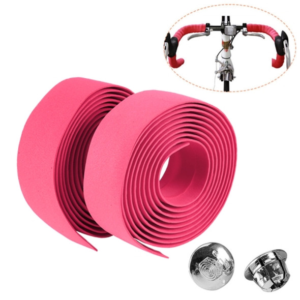 TOSEEK 1 Pair New Cycling Road Bike Sports Bicycle Cork Handlebar Tape Wrap + 2 Bar Plug(Pink)