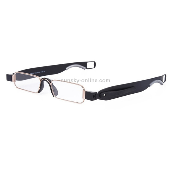 Portable Folding 360 Degree Rotation Presbyopic Reading Glasses with Pen Hanging, +3.50D(Black)