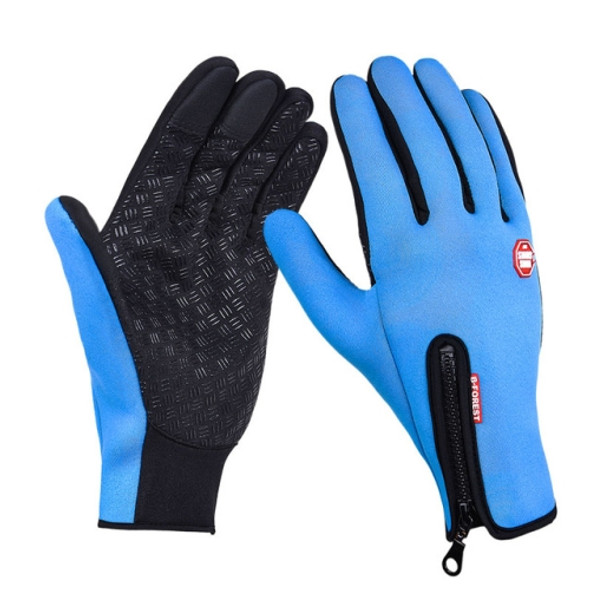 Outdoor Sports Hiking Winter Leather Soft Warm Bike Gloves For Men Women, Size:M (Blue)