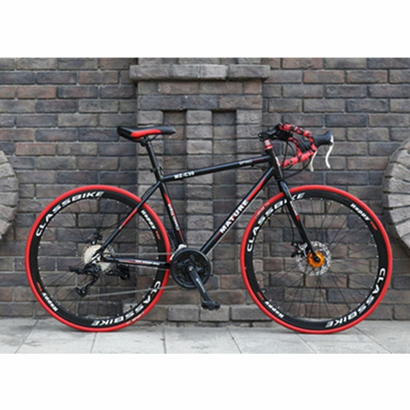27 inch MZ-C30  Aluminum Alloy Road Bike With Double-disc Brake 700C Variable Speed Student Bicycle 33 Speed(Black Red)