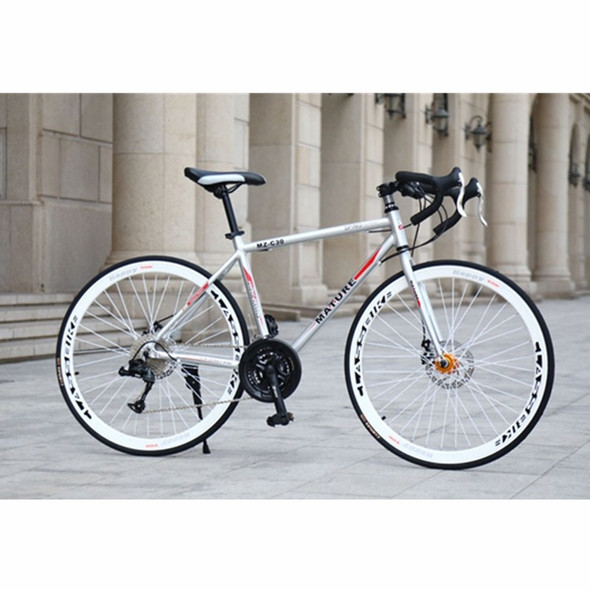 27 inch MZ-C30  Aluminum Alloy Road Bike With Double-disc Brake 700C Variable Speed Student Bicycle 33 Speed(Titanium Silver)