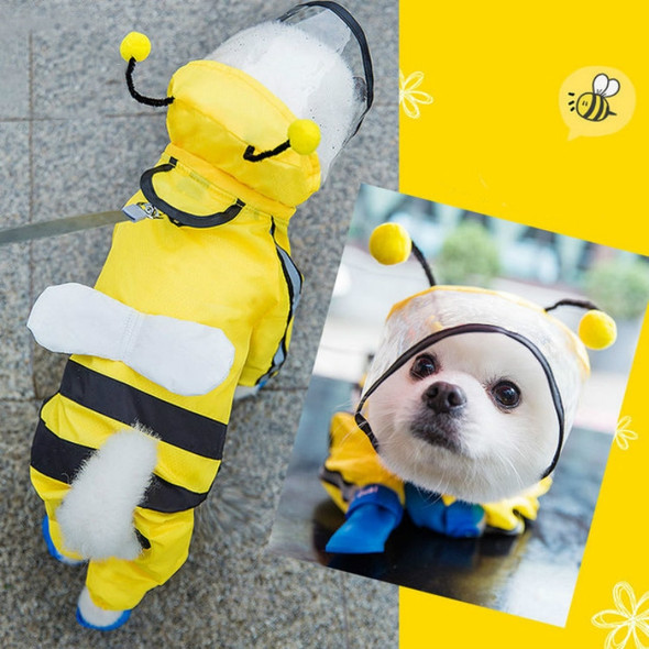 Pet Cartoon Pattern Waterproof All-inclusive Four-leg Raincoat, Size:XL(Yellow Bee)