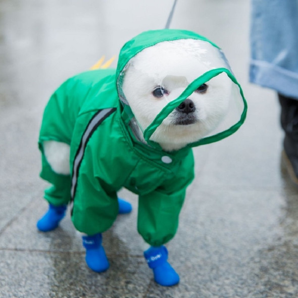 Pet Cartoon Pattern Waterproof All-inclusive Four-leg Raincoat, Size:XXL(Green Dinosaur)