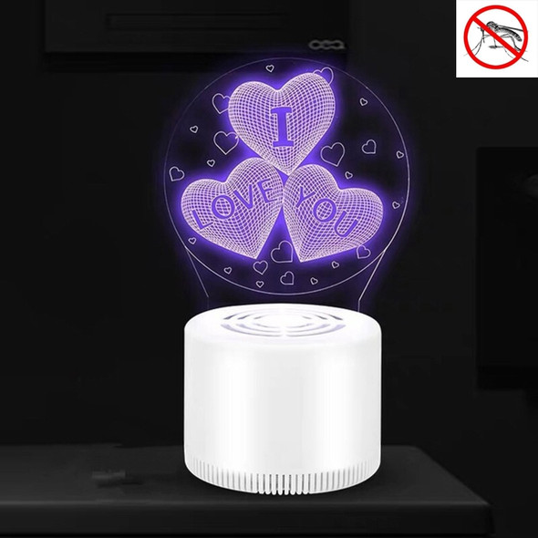 Creative 3D Mute USB Household Mosquito Killer LED Night Trap Lights, Style:Love(USB+Plug)
