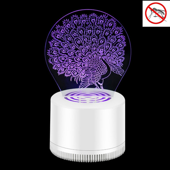 Creative 3D Mute USB Household Mosquito Killer LED Night Trap Lights, Style:Peacock(USB)