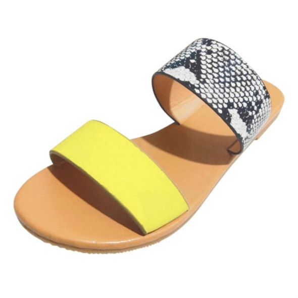 Ladies Flat Slippers Sandals, Size:43(Yellow)