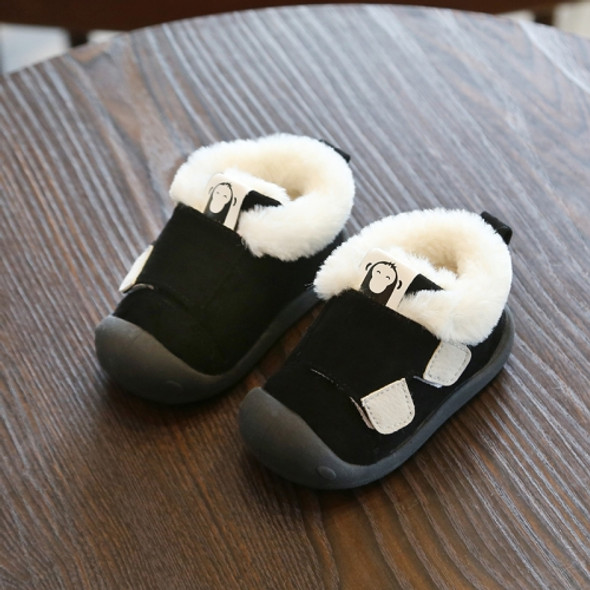 Winter Infant Toddler Boots Warm Plush Baby Snow Boots Outdoor Soft Bottom Boots, Shoes Size:20(Black)