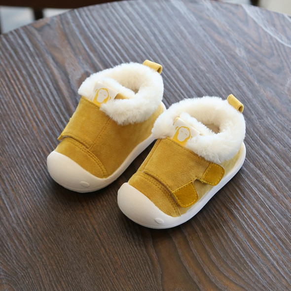 Winter Infant Toddler Boots Warm Plush Baby Snow Boots Outdoor Soft Bottom Boots, Shoes Size:20(Yellow)