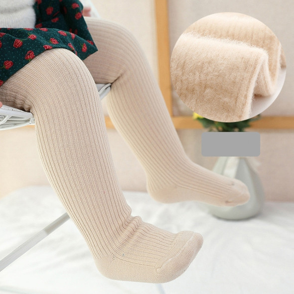 Autumn and Winter Children Pantyhose Brushed Thick Leggings, Size:L(Beige)