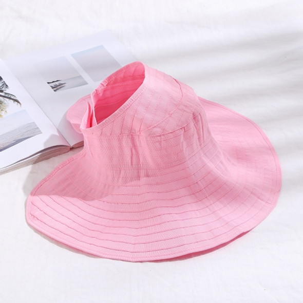 Ladies Foldable Portable Breathable Empty Top Hat Outdoor Sun Beach Hat(Light Pink)
