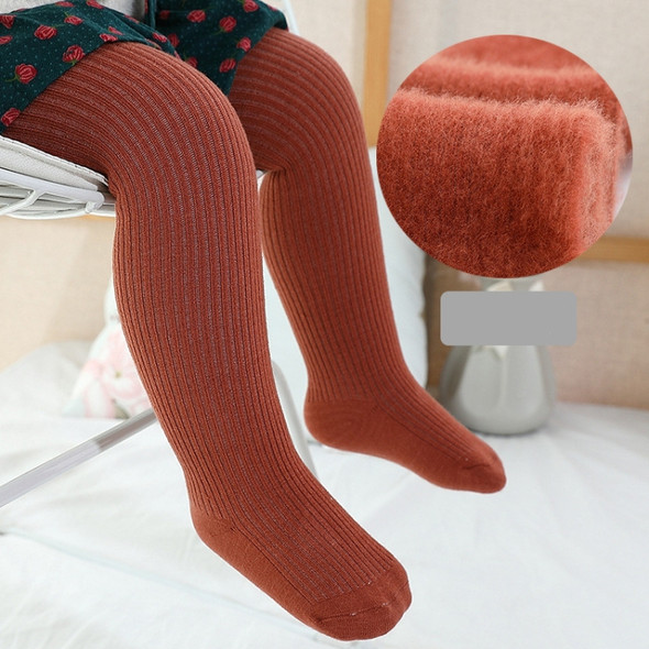 Autumn and Winter Children Pantyhose Brushed Thick Leggings, Size:S(Red)