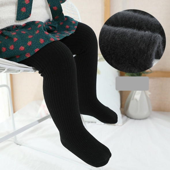 Autumn and Winter Children Pantyhose Brushed Thick Leggings, Size:S(Black)