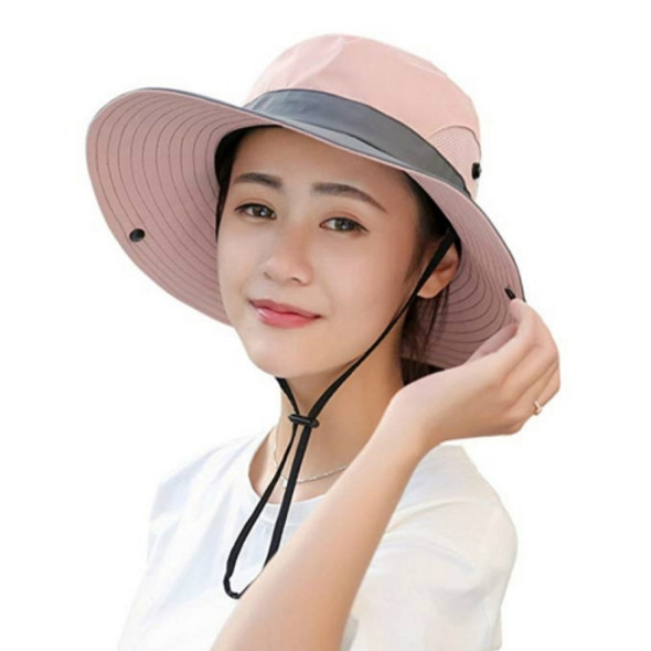 SunShad 112221 Foldable Wide-brimmed Breathable Summer Sunscreen Fisherman Hat for Men / Women, Size: 55-57cm(Pink)