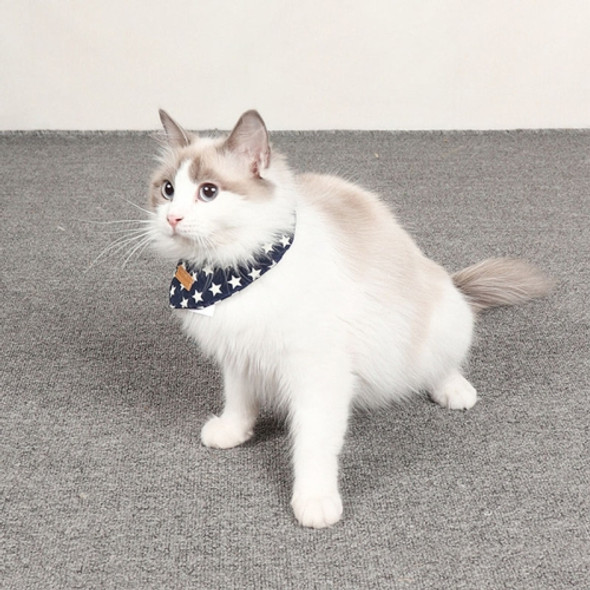 Pet Saliva Towel Small Fresh Cat and Dog Bib, Size:S(Blue Star)