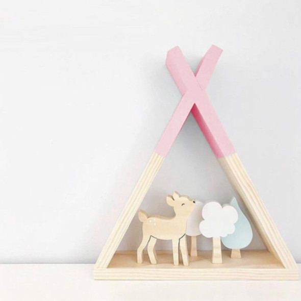 Wooden Tent Partition Rack Children Room Model Room Wall Decoration(Pink)