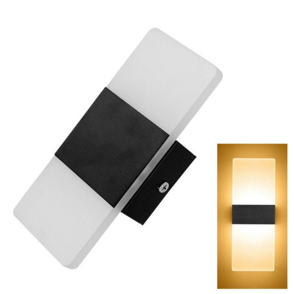 Right Angle Black LED Bedroom Bedside Wall Aisle Balcony Wall Lamp, Size:22×11cm(Warm Light)