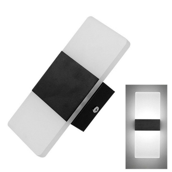 Right Angle Black LED Bedroom Bedside Wall Aisle Balcony Wall Lamp, Size:22×11cm(White Light)