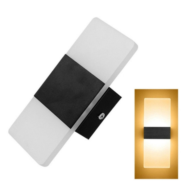 Right Angle Black LED Bedroom Bedside Wall Aisle Balcony Wall Lamp, Size:14×6cm(Warm Light)