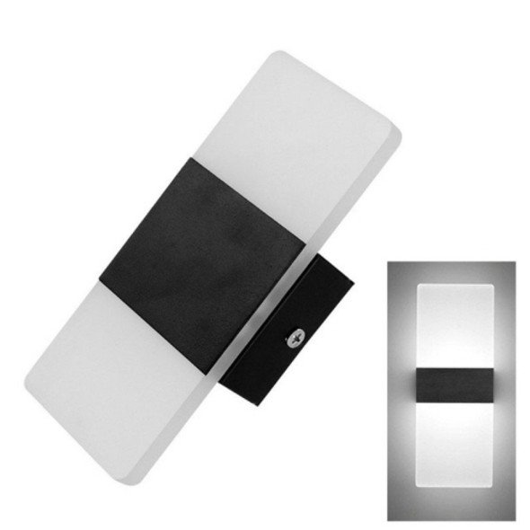 Right Angle Black LED Bedroom Bedside Wall Aisle Balcony Wall Lamp, Size:14×6cm(White Light)