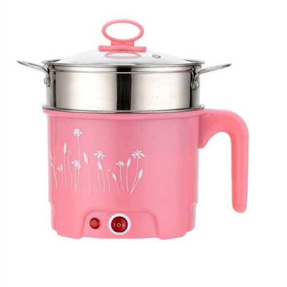 7 in 1 1.8L Fast Slow Gear  Multi-function Electric Cooker Mini Power Electric Skillet Student Dormitory Cooking Noodle Pot, EU Plug(Pink)