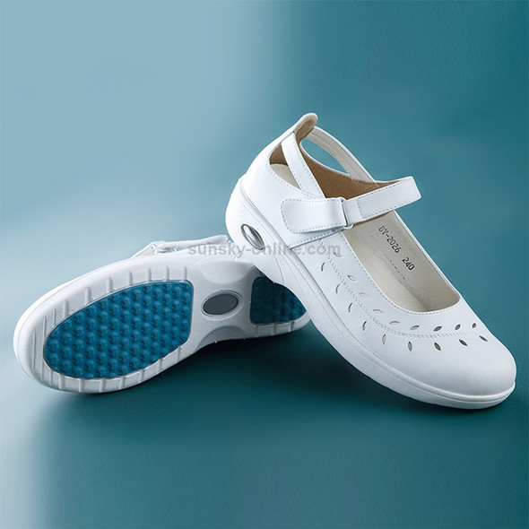Air Cushion Nurse Shoes Non-slip Soft Bottom Breathable Flat Women Shoes Work Shoes, SIZE:39(White)
