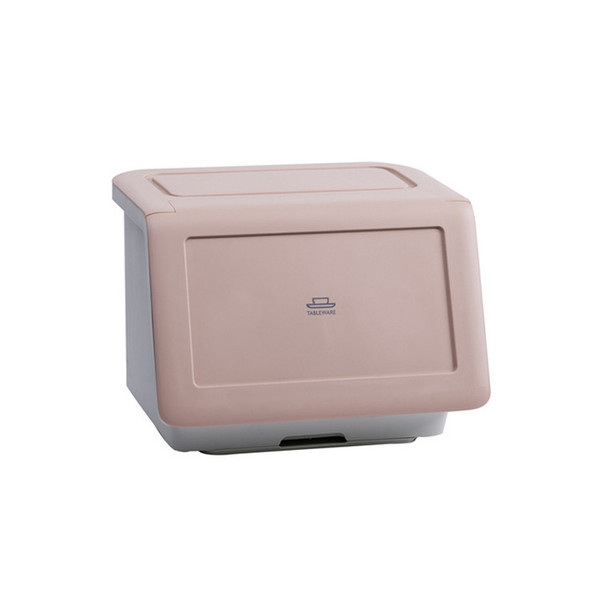 Household Drained Tableware Storage Box with Lid(Pink)
