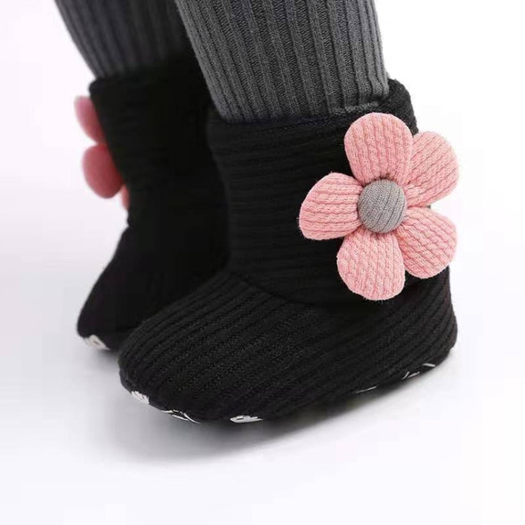 Baby Warm Fleece Knit  Booties Crib Shoes, Size:11(Black)
