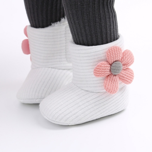 Baby Warm Fleece Knit  Booties Crib Shoes, Size:12(White)