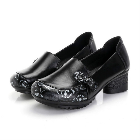 Mid-heel Soft-back Comfort Shoes, Shoes Size:38(Black)