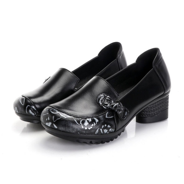 Mid-heel Soft-back Comfort Shoes, Shoes Size:37(Black)