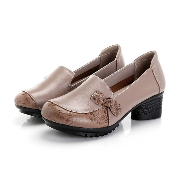 Mid-heel Soft-back Comfort Shoes, Shoes Size:38(Bean Color )