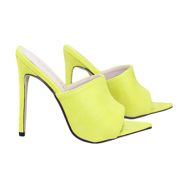 Fish Mouth Pointed Head High Heels Sandals for Women, Shoe Size:37(Yellow)