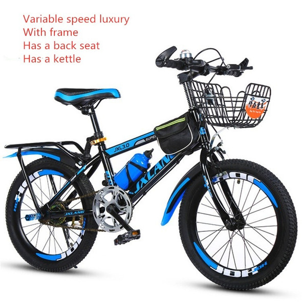 22 Inch Childrens Bicycles 7-15 Years Old Children Without Auxiliary Wheels, Style:Variable Speed Luxury(Black Blue)