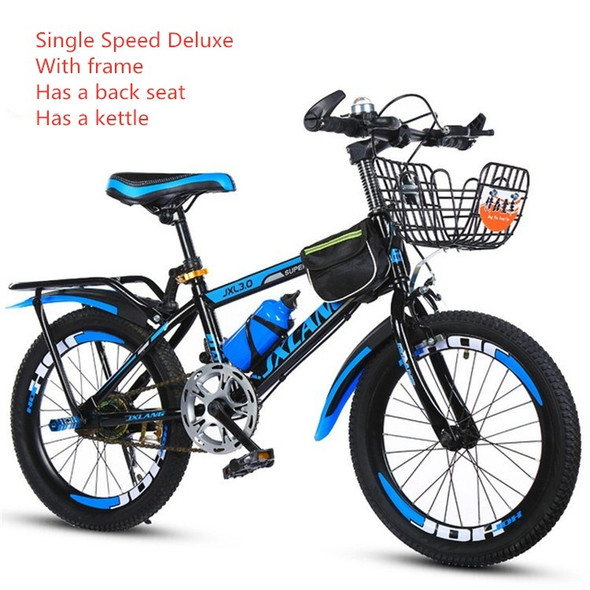 22 Inch Childrens Bicycles 7-15 Years Old Children Without Auxiliary Wheels, Style:Single Speed Luxury(Black Blue)